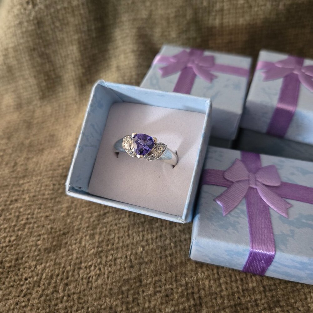 Blue Tanzanite Ring, 925 silver, size 10 - Picture 2 of 6
